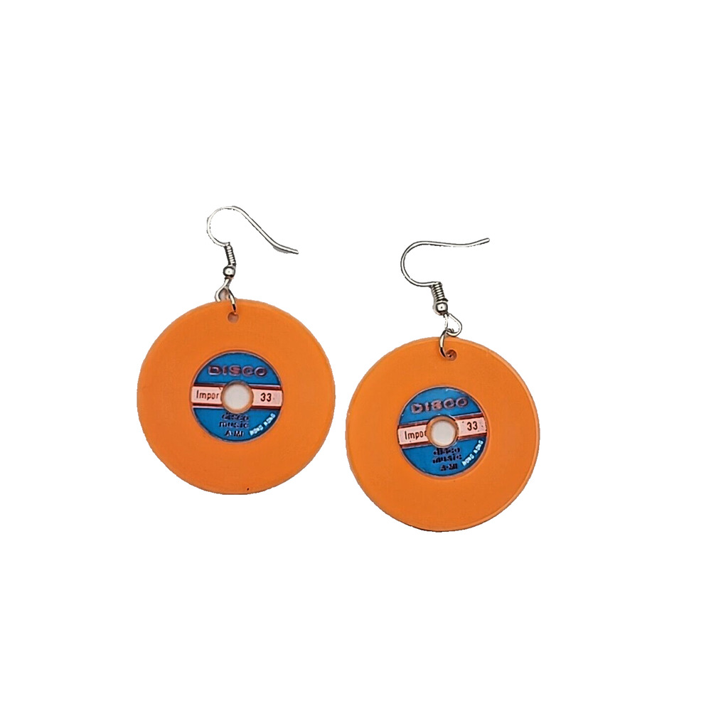Vintage Mini Orange Disco Records Cracker Jack Charms Vending Jewelry C8